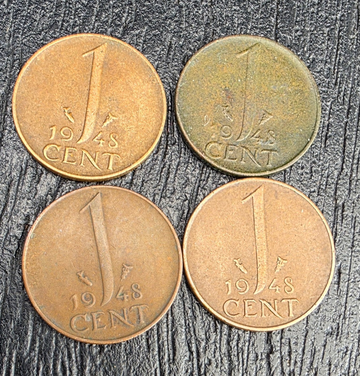 Cent van 1948 met afbeelding Wilhelmina, Ophalen, Overige landen
