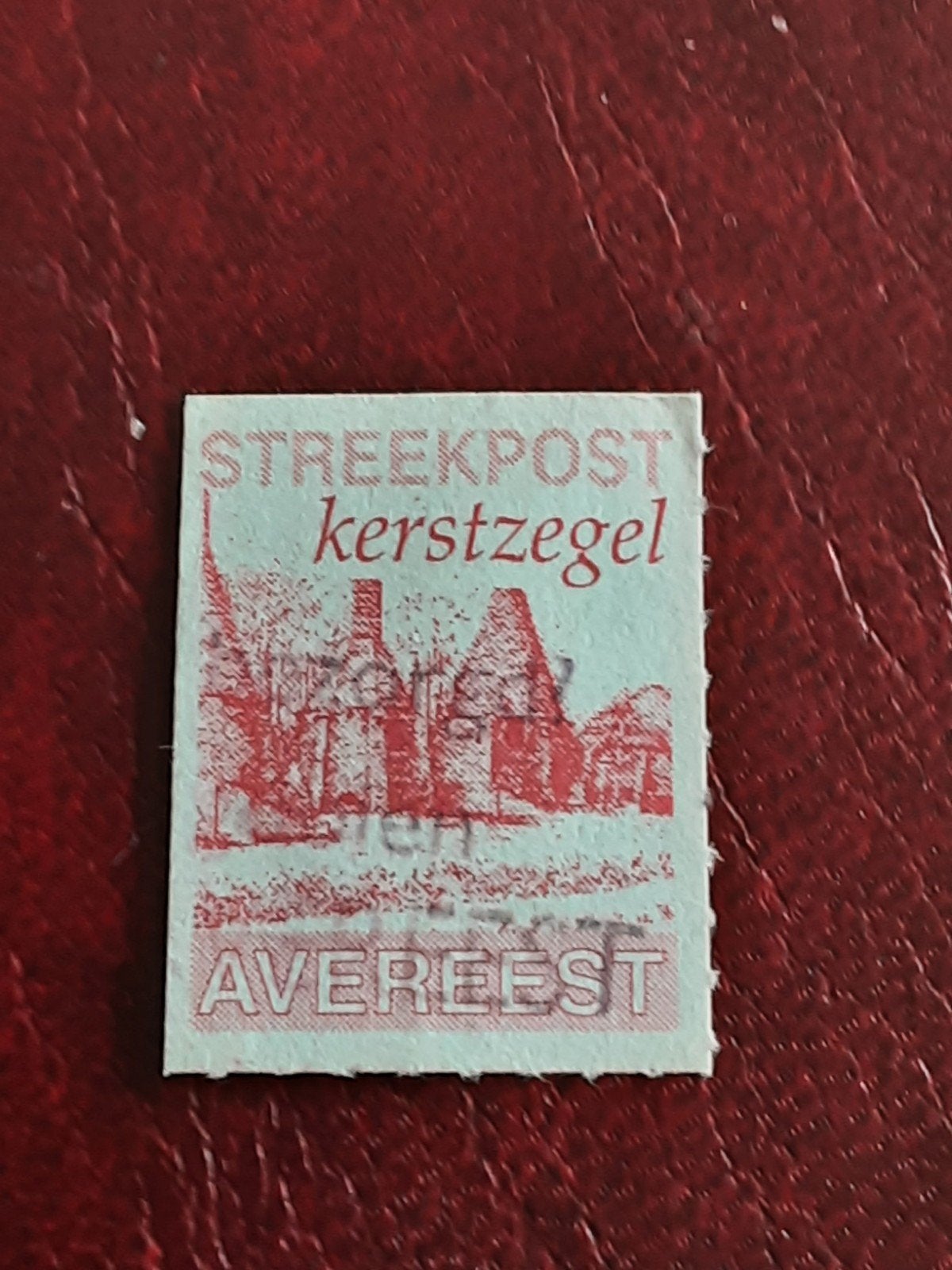 Streekpost Avereest. Kerstzegel  Rood ( gest), Ophalen of Verzenden