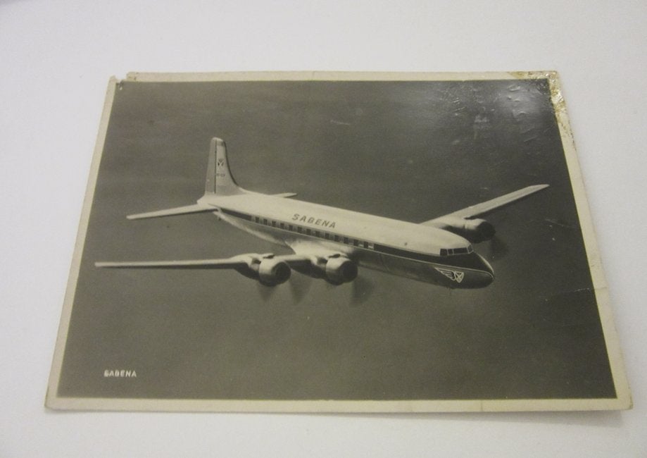 Sabena ansichtkaart DC-6 in flight over the North Atlantic, Verzenden, Gebruikt, Kaart, Foto of Prent