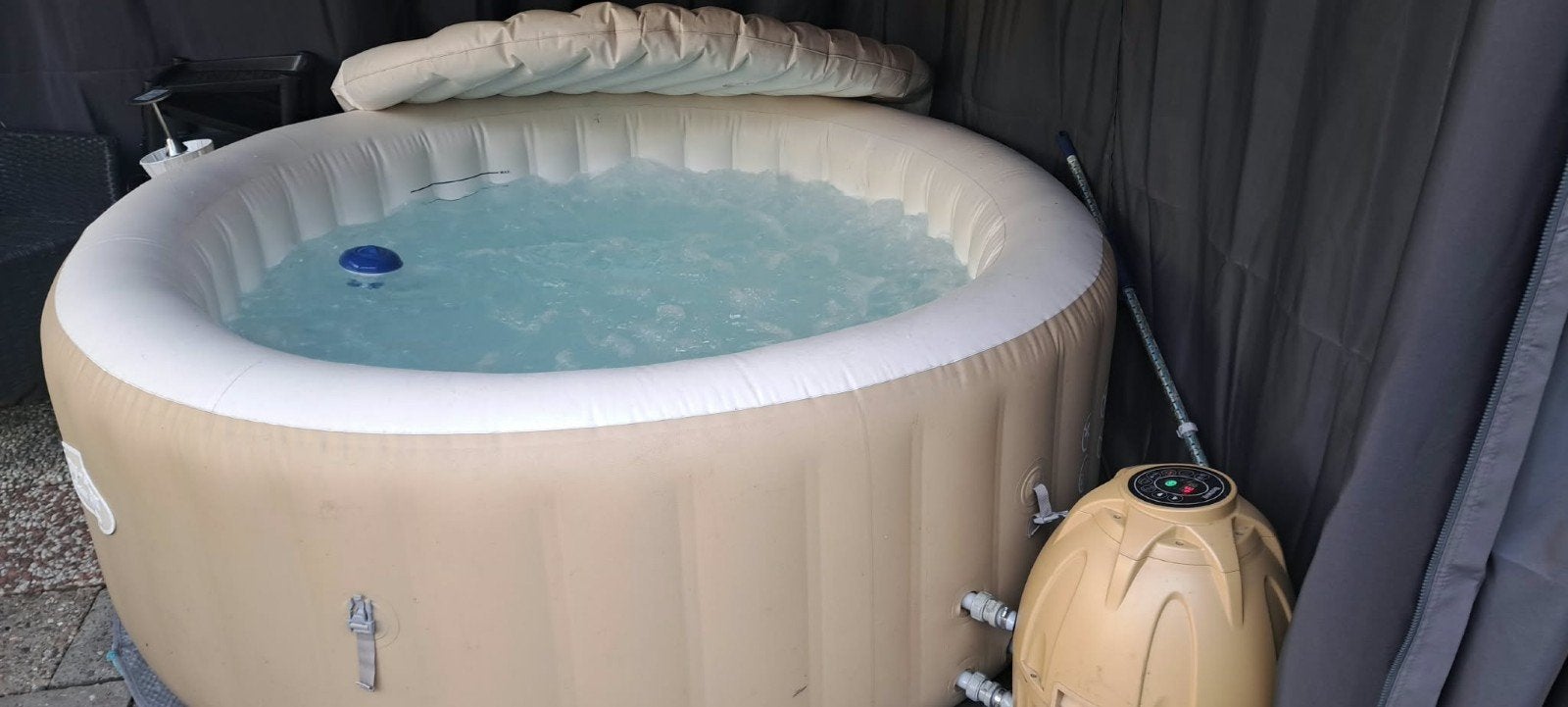 Bestway Lay-Z-Spa Miami opblaasbare jacuzzi met gratis tent, Ophalen, Gebruikt, Filter, Opblaasbaar