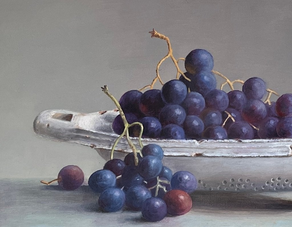 Schilderij druiven in een schaal. Hans Habraken., Antiek en Kunst, Kunst | Schilderijen | Klassiek, Ophalen of Verzenden