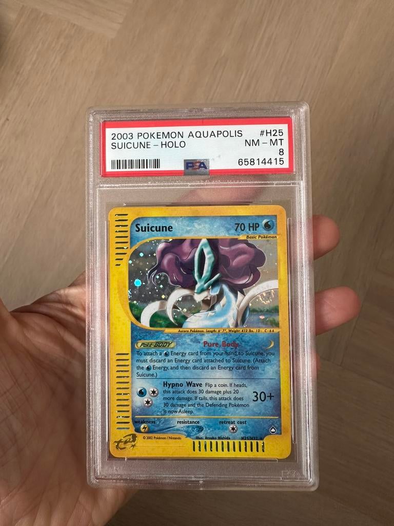 Suicune | Aquapolis | H25 holo | PSA8 Near Mint, Ophalen, Zo goed als nieuw