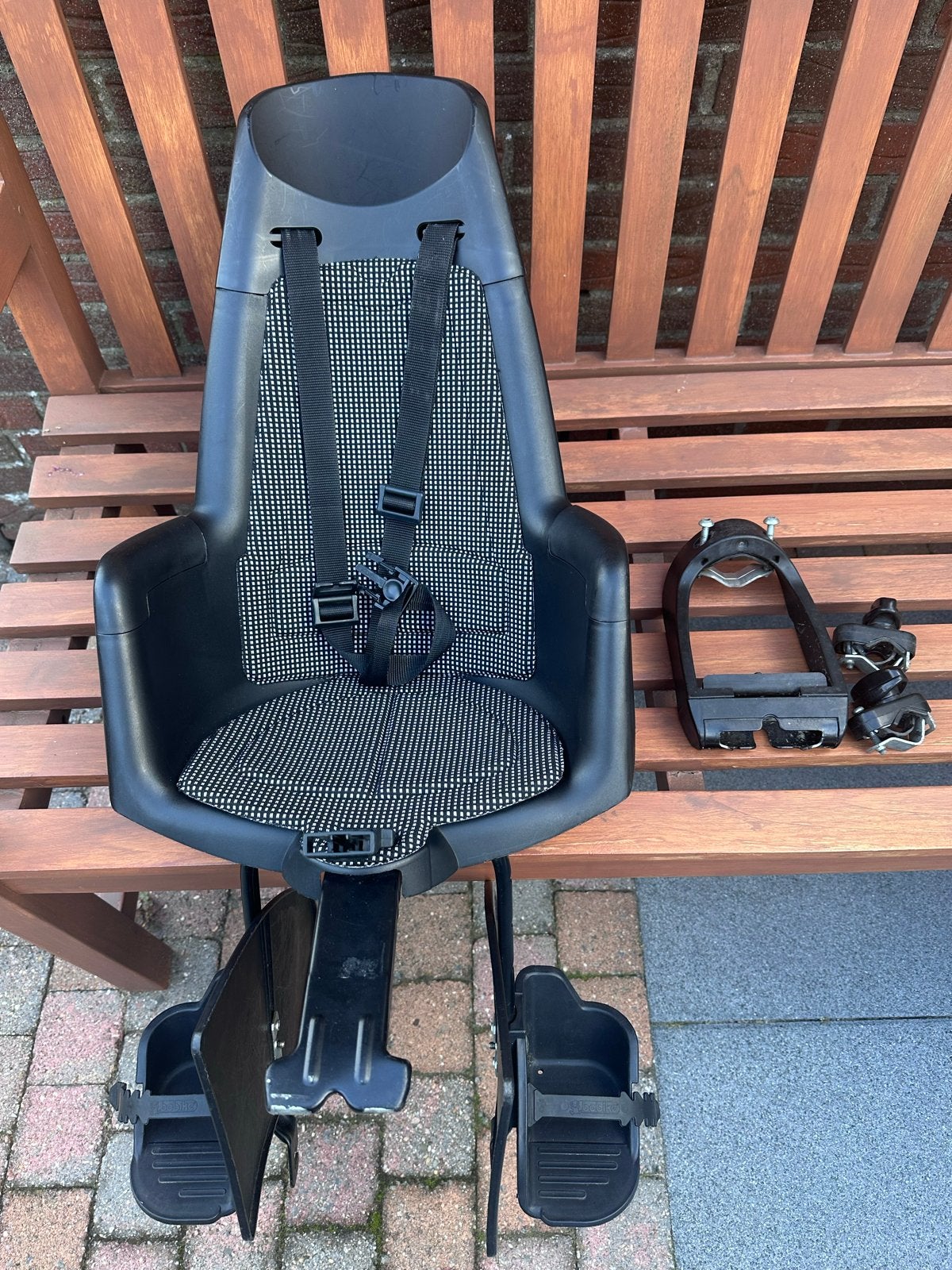 Bobike achterzitje met voetsteuntjes, Fietsen en Brommers, Ophalen, Achterzitje, 9 t/m 18 kg, Gebruikt
