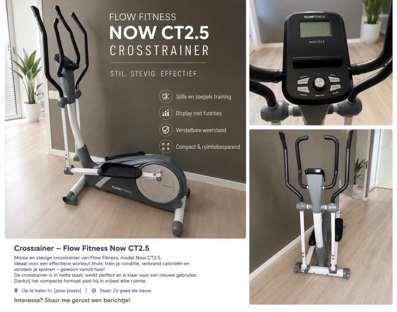 Flow Fitness Now CT2.5 Crosstrainer - Zo goed als nieuw, Sport en Fitness, Armen, Ophalen of Verzenden, Zo goed als nieuw, Crosstrainer