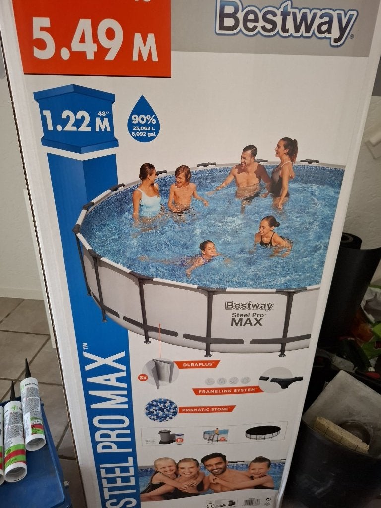 Zwembad, Tuin en Terras, Gebruikt, Rond, 300 cm of meer, Ophalen