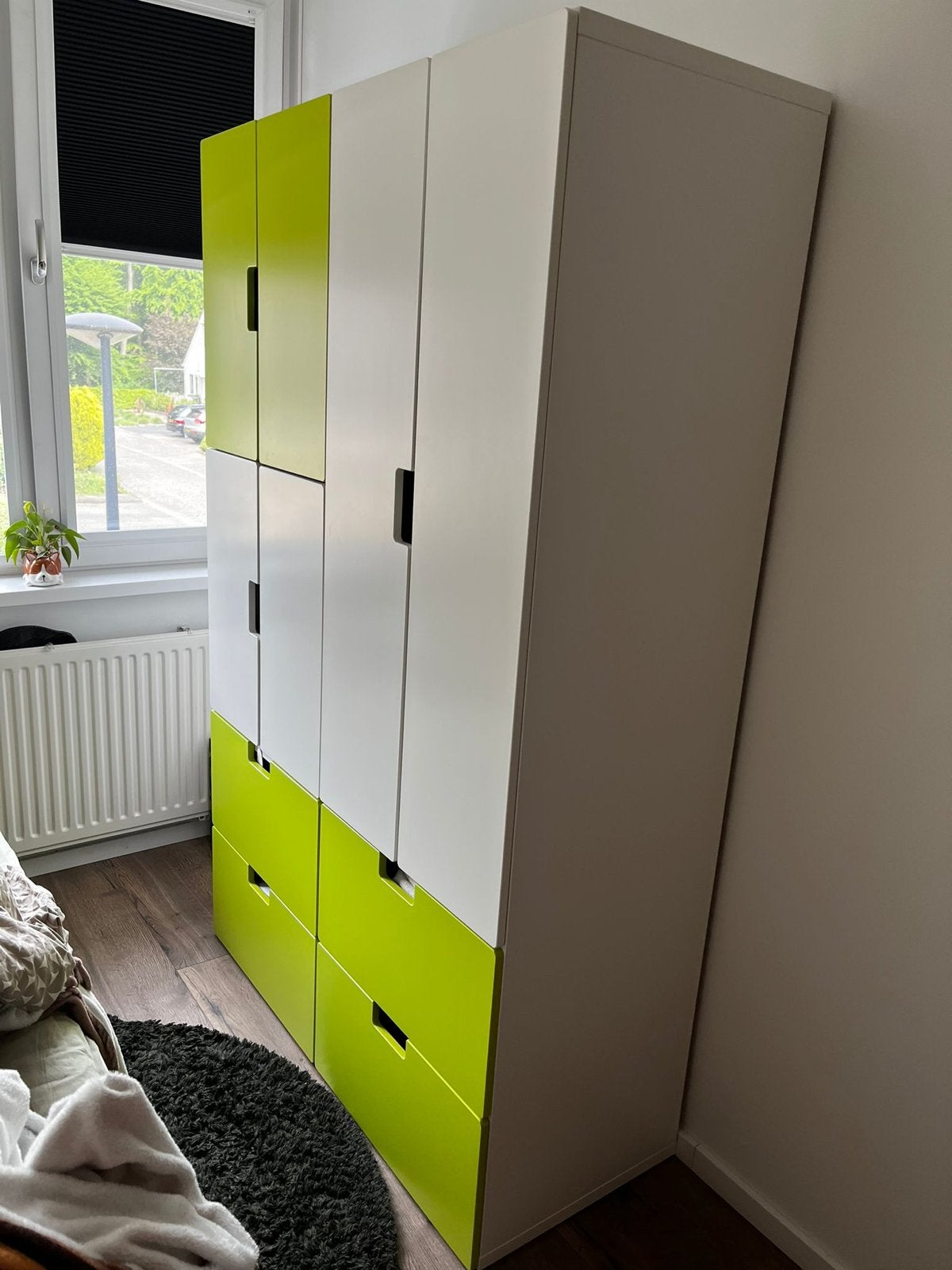 Ikea Kast met deuren en lades - wit/groen, Gebruikt, 200 cm of meer, Met lade(s), Overige houtsoorten