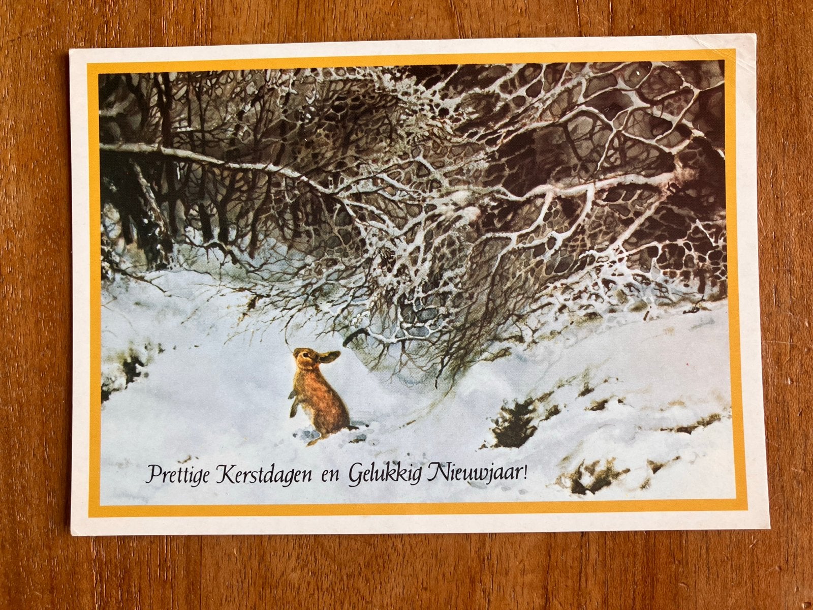 Rien Poortvliet - Konijn in de sneeuw 1988, Ophalen of Verzenden, 1980 tot heden, Gelopen, Natuur