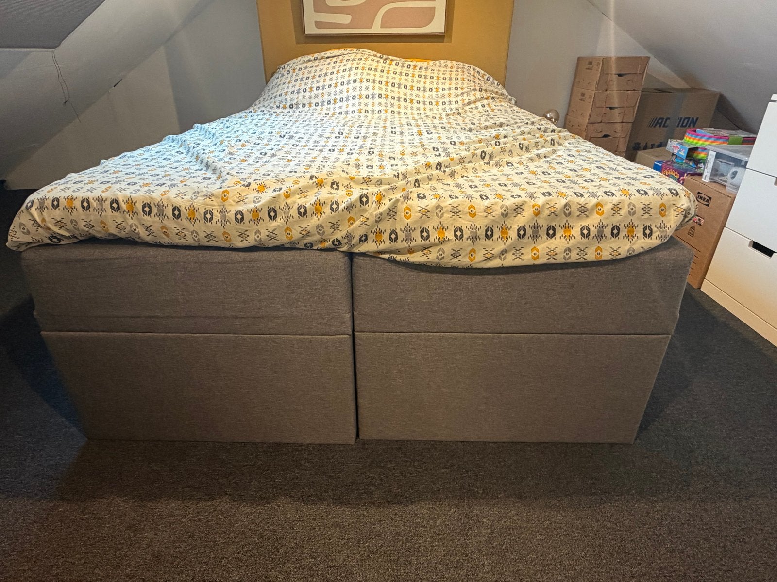 Boxspring 140x200 met opbergruimte - Excl. topper, Huis en Inrichting, Ophalen, Gebruikt, Tweepersoons, 140 cm