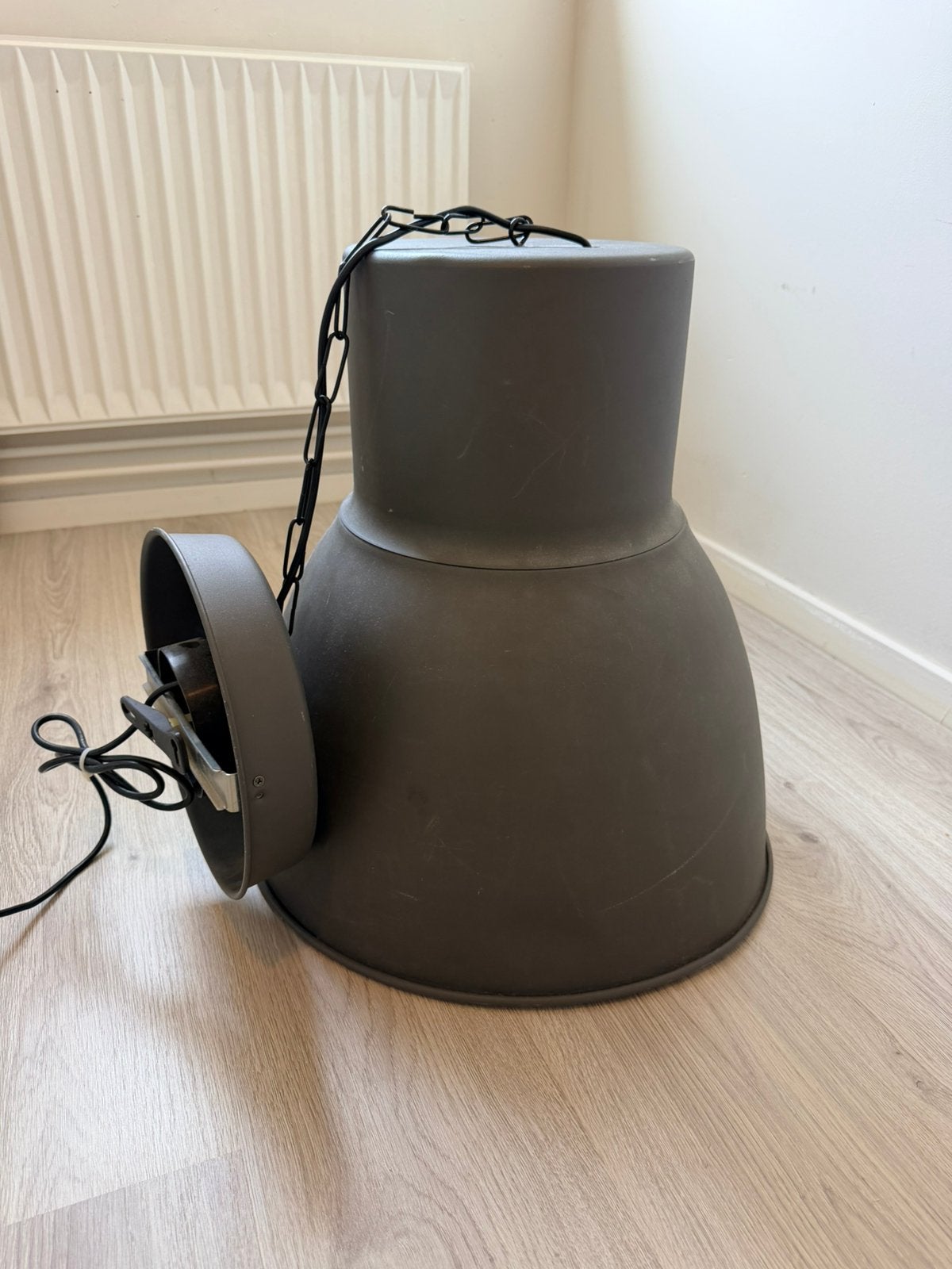 Grote industriële hanglamp-grijs, Ophalen, Gebruikt, E27 (groot)