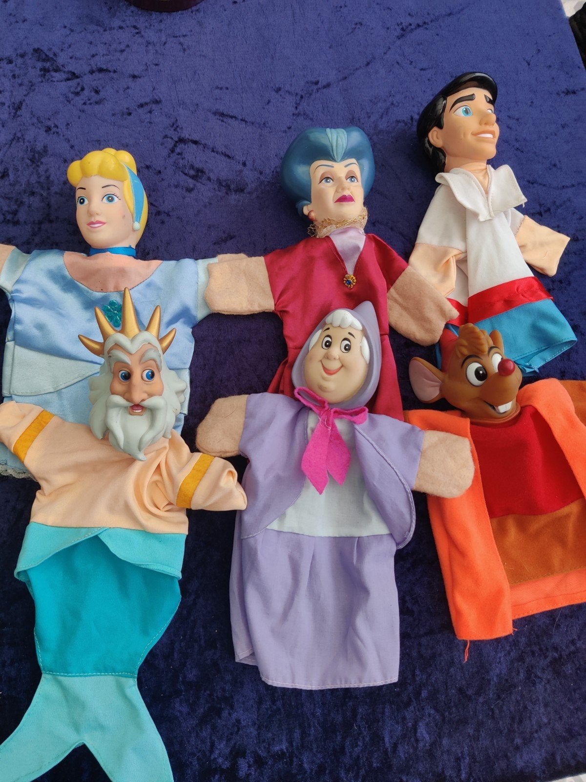Disney handpoppen set - Assepoester, Ariel, etc., Ophalen of Verzenden, Gebruikt, Overige typen