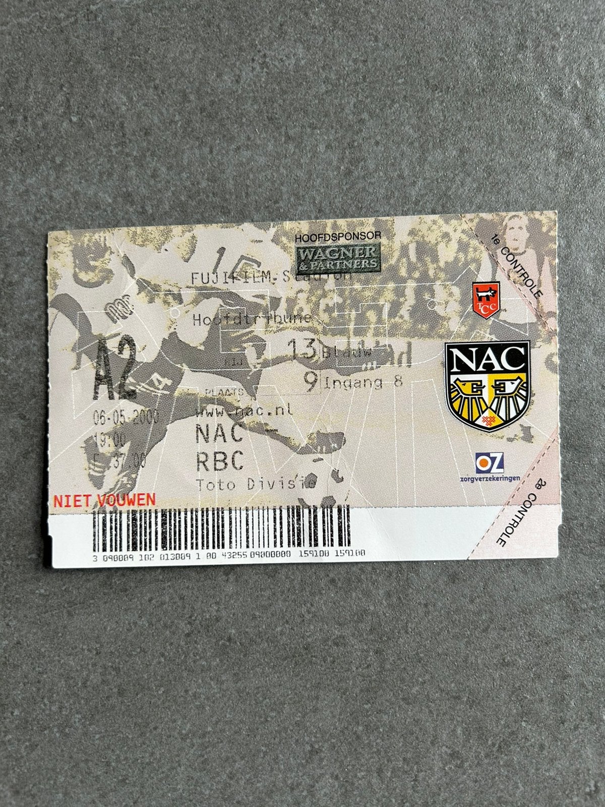NAC - RBC  ticket, Verzamelen, Sportartikelen en Voetbal, Ophalen of Verzenden, NAC Breda, Overige typen