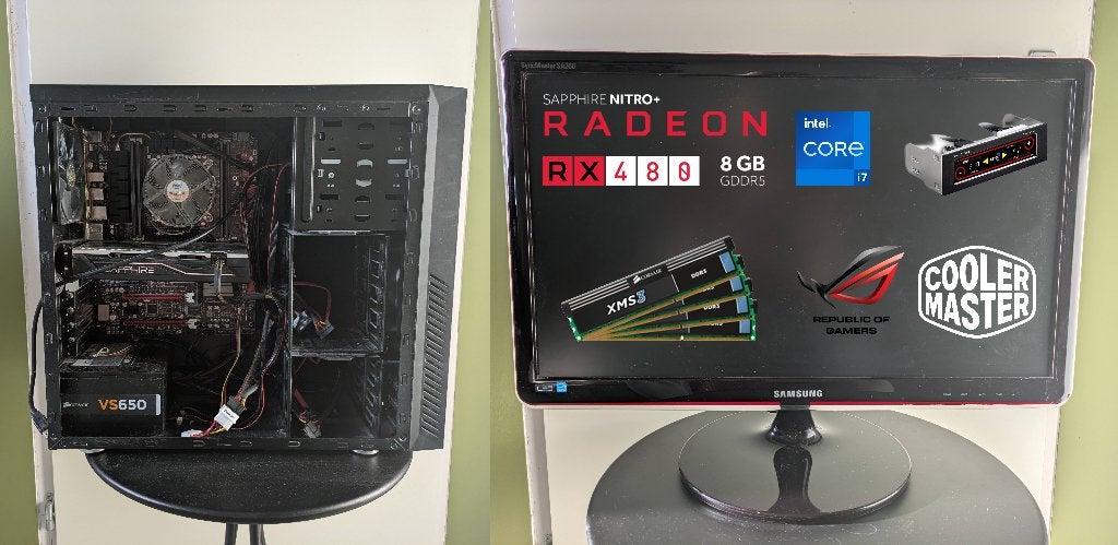 Gaming PC + scherm | alleen excl opslag | i7 | 32GB | RX 480