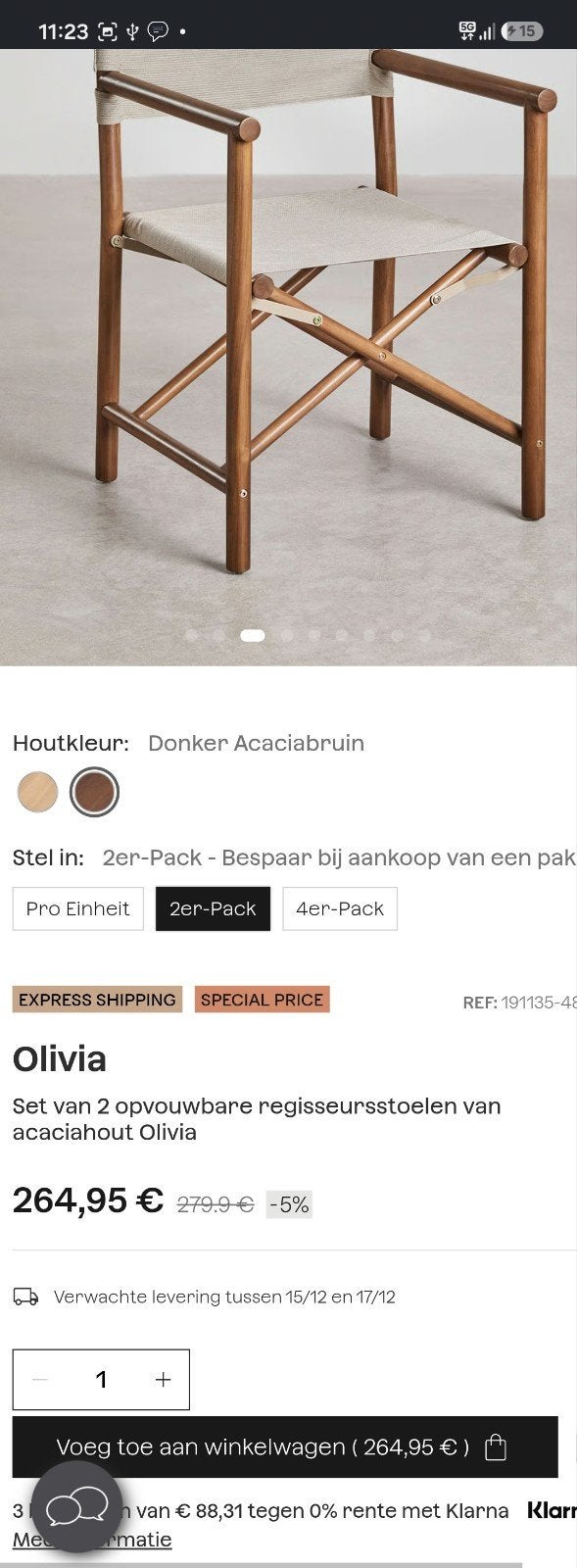 NIEUW! Set van 2 opvouwbare design regisseurstoelen  SKLUM!, Ophalen, Twee, Overige kleuren, Nieuw