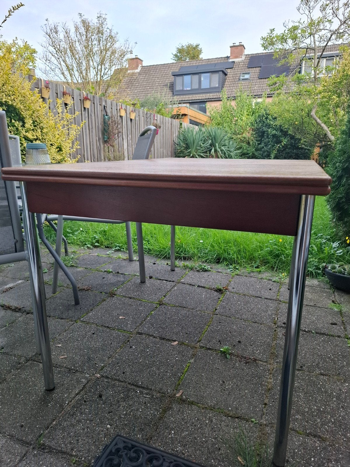gratis eettafel met 4 stoelen, Ophalen, Gebruikt, 25 tot 50 cm, Rechthoekig