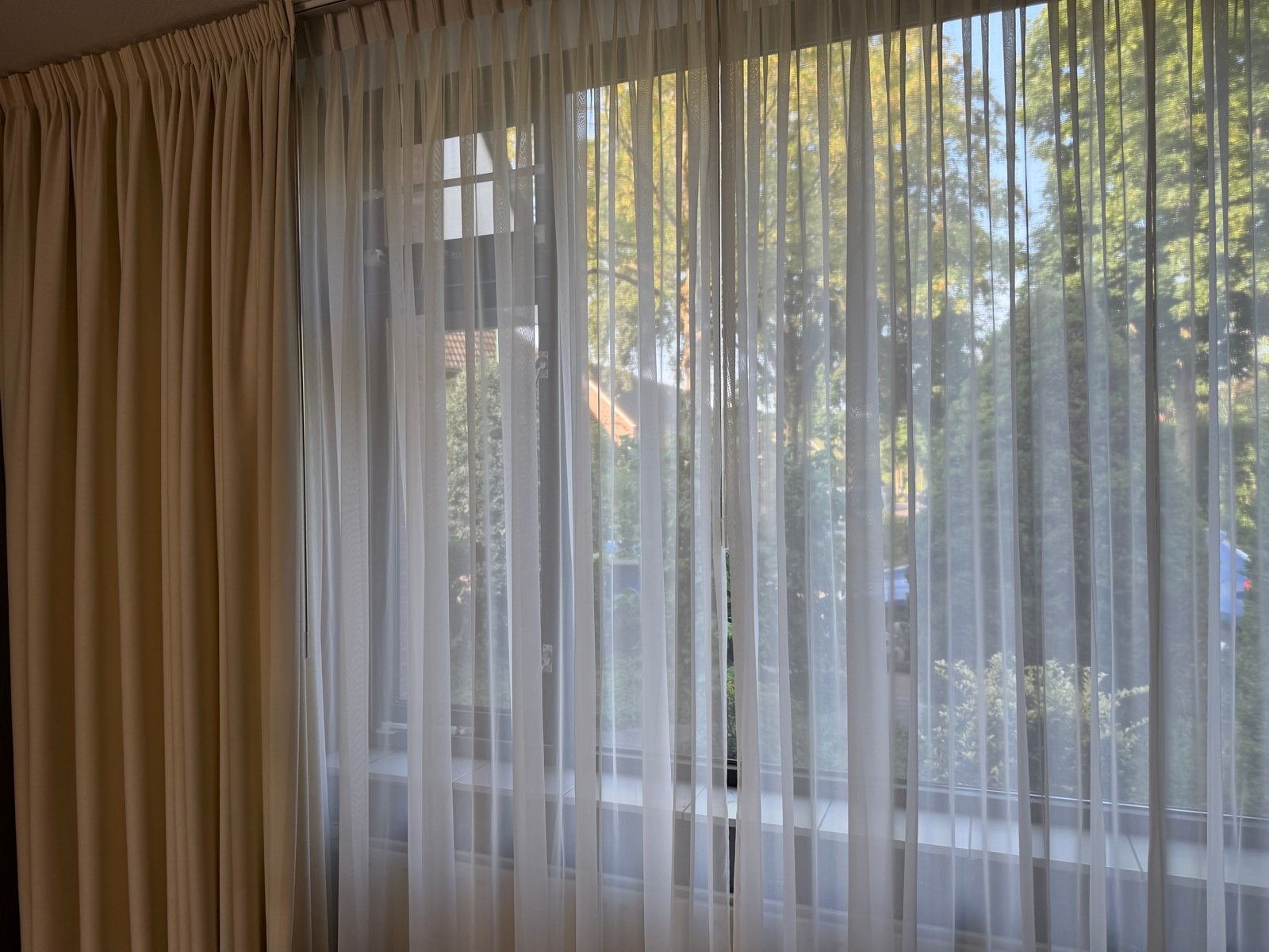Lichtdoorlatende Vitrage  creme kleur, Ophalen, Vitrage, Wit, Polyester