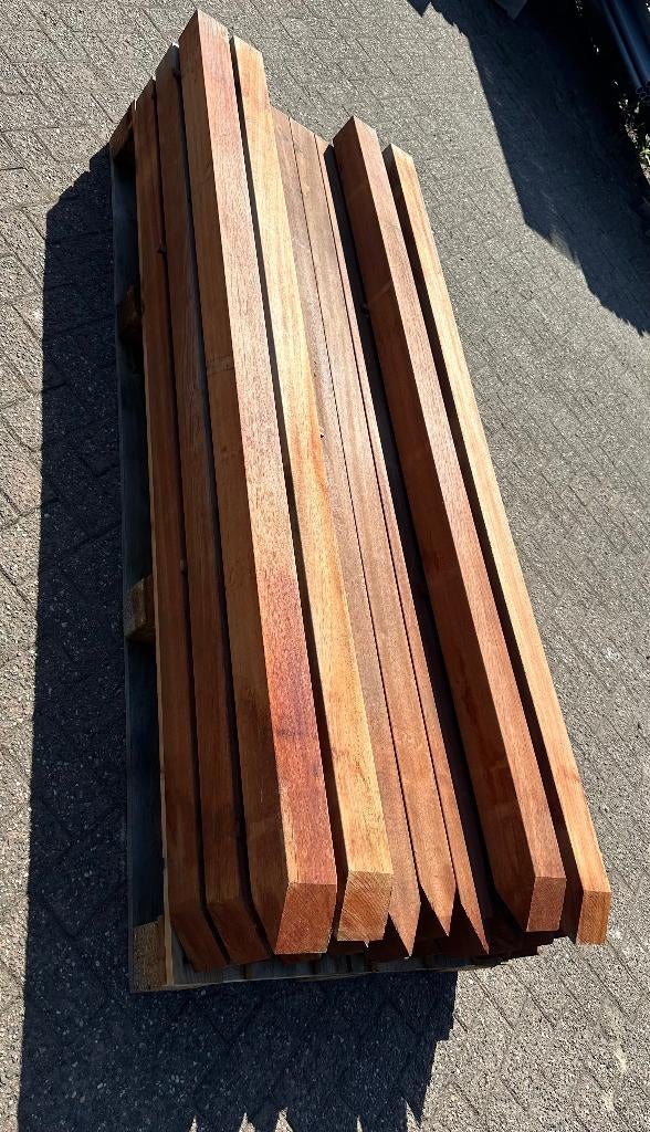 Hardhouten palen geschaafd 9x9x200cm met punt, Ophalen, Palen, Nieuw, Hardhout