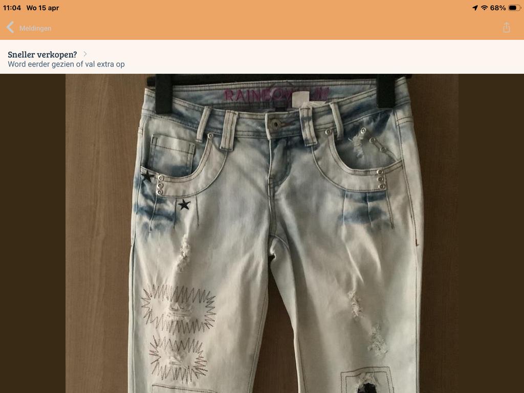 Spijkerbroek mt 36.      Rainbow.    Koopje!!, Kleding | Dames, Spijkerbroeken en Jeans, Verzenden, Zo goed als nieuw, Blauw, W28 - W29 (confectie 36)