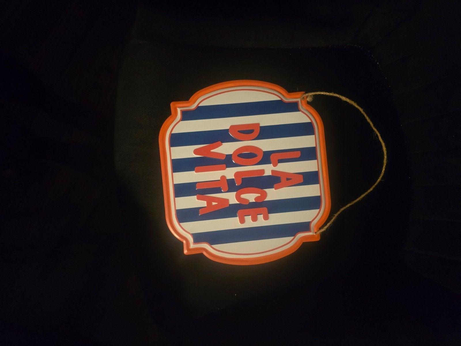 Wanddecoratie "La Dolce Vita" - Blauw/Wit gestreept, Ophalen of Verzenden