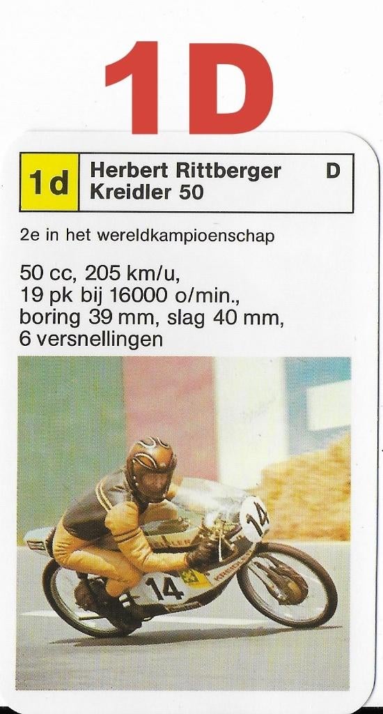 K60 motorkaartje 1d kreidler 50 / herbert rittberger, Ophalen of Verzenden, Zo goed als nieuw, Motoren