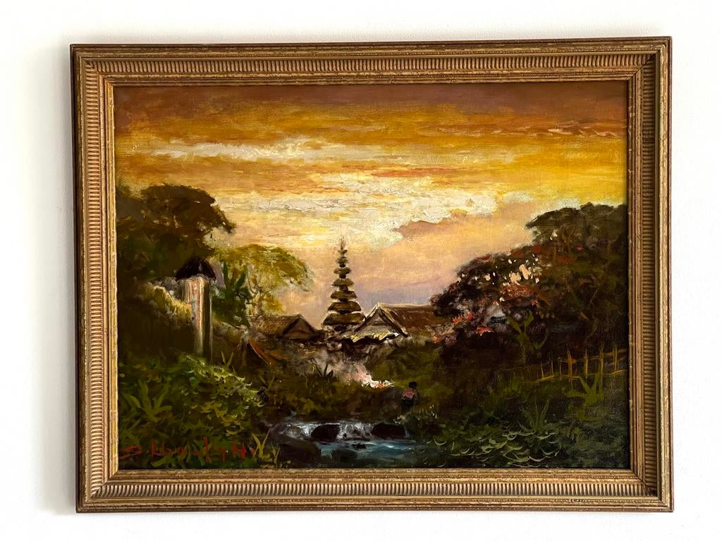 Indonesisch schilderij gesigneerd Sudjono Abdullah 90x70 cm, Ophalen of Verzenden