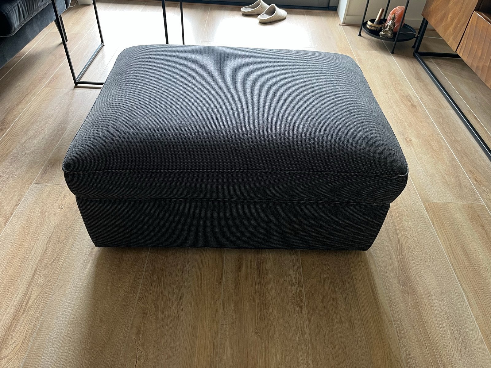 IKEA KIVIK Voetenbank / hocker met opbergruimte, antraciet, Ophalen, 50 tot 75 cm, Zo goed als nieuw, 75 tot 100 cm