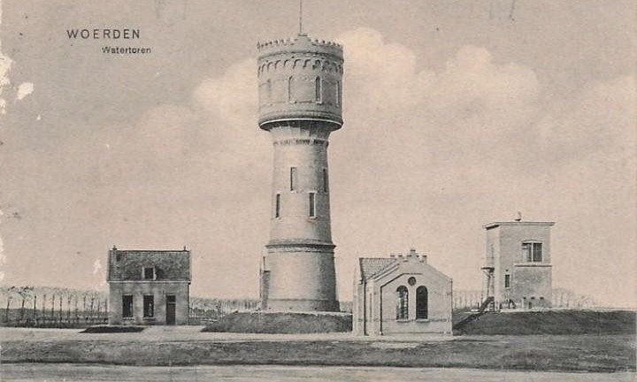Woerden watertoren 1901 prachtige kaart kleinrondstempel, Verzenden, Voor 1920, Gelopen, Utrecht