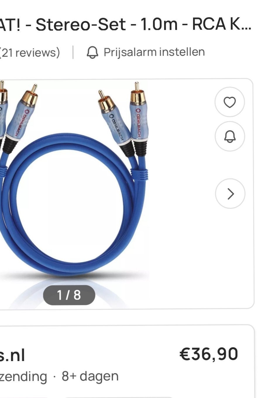 Oehlbach 2 x1meter Nieuw!! Van 36,90 voor 25 euro, Ophalen, Zo goed als nieuw, Minder dan 2 meter, Luidsprekerkabel