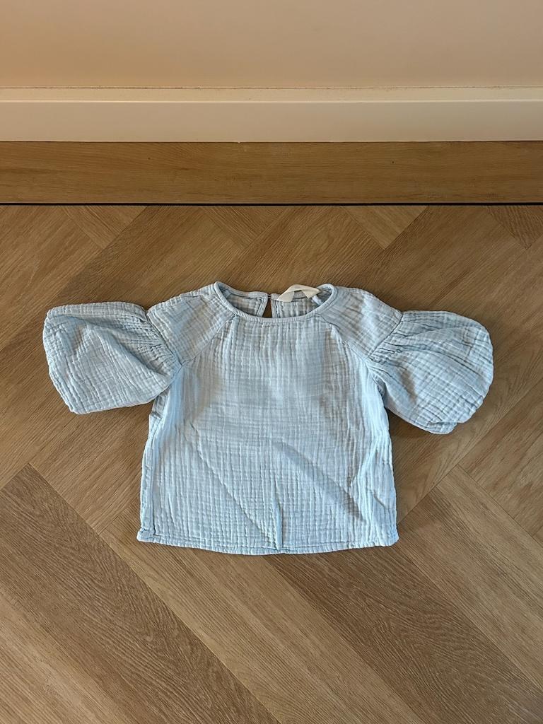 Z.g.a.n. Lichtblauwe mousseline top van Zara, maat 116, Kinderen en Baby's, Kinderkleding | Maat 116, Meisje, Ophalen of Verzenden