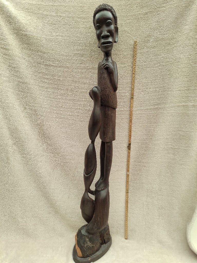 Afrikaans houten beeld, Ophalen, Zwart, 1 meter - 2 meter, Beeld