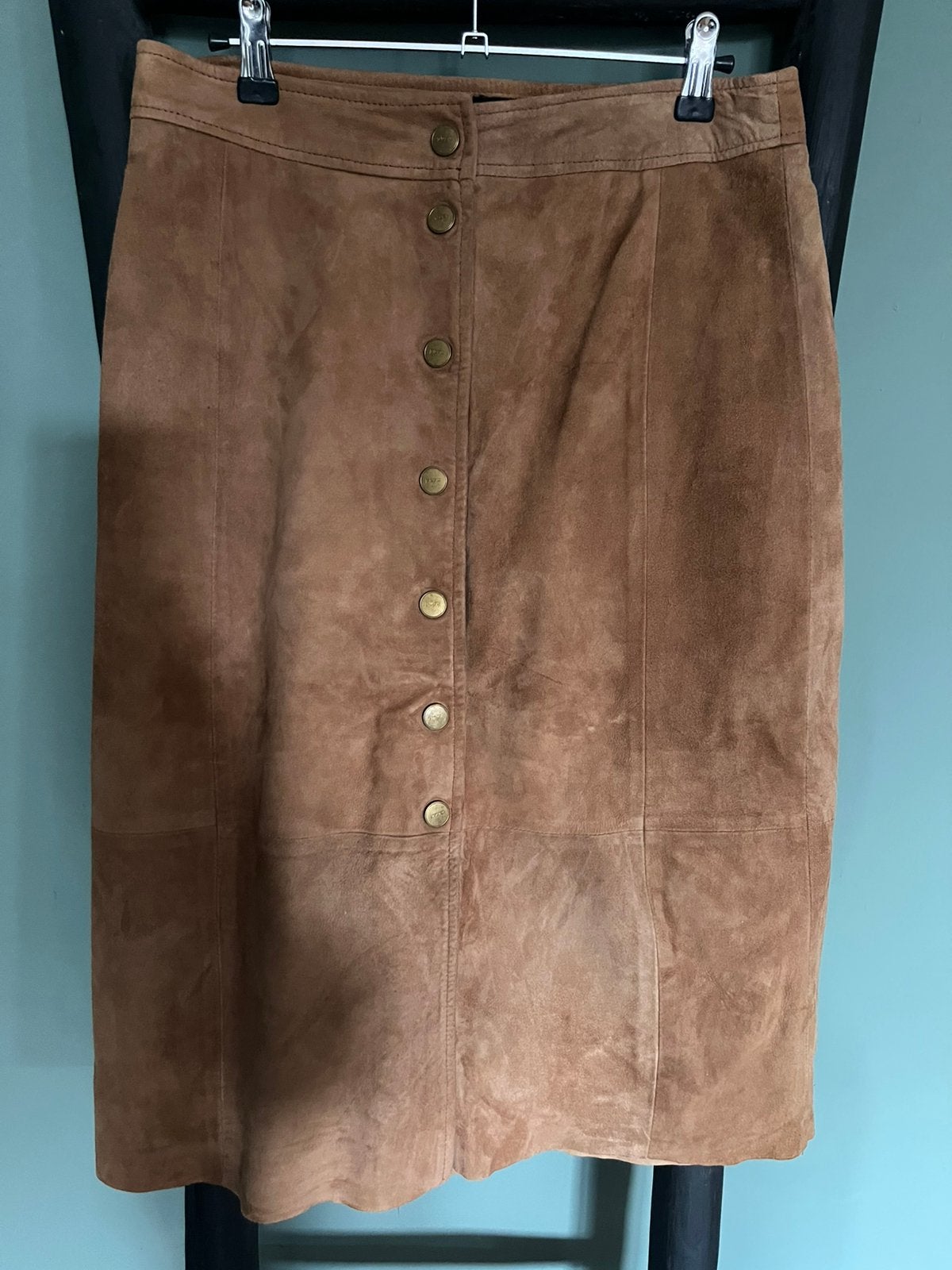 Pepe Jeans bruine suède rok midi maat M kokerrok rokken, Maat 38/40 (M), Bruin, Verzenden, Zo goed als nieuw