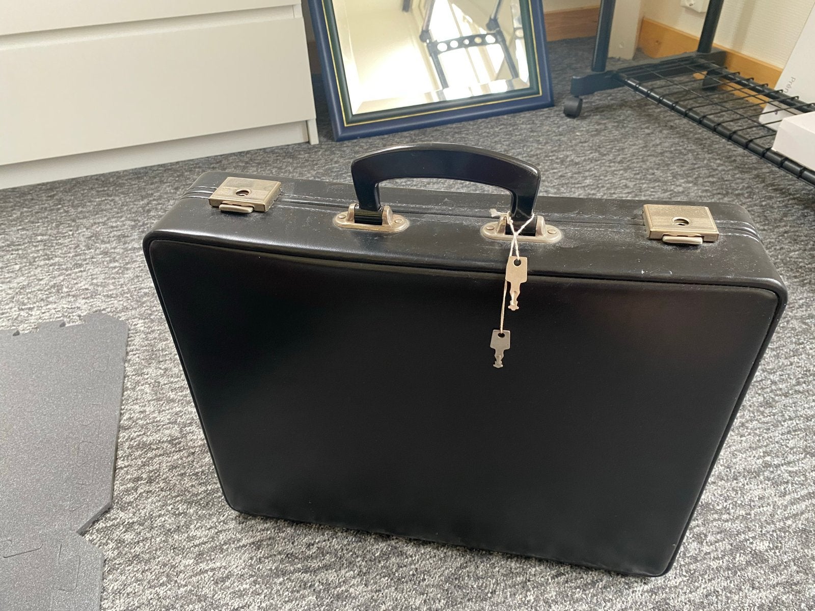 Vintage Zwarte Aktetas met Sleutels - Zakelijke Tas, Ophalen of Verzenden, Gebruikt, Zwart, Overige typen