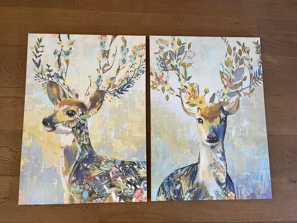 Set van 2 herten schilderijenen - Ikea Pjatteryd, Ophalen of Verzenden