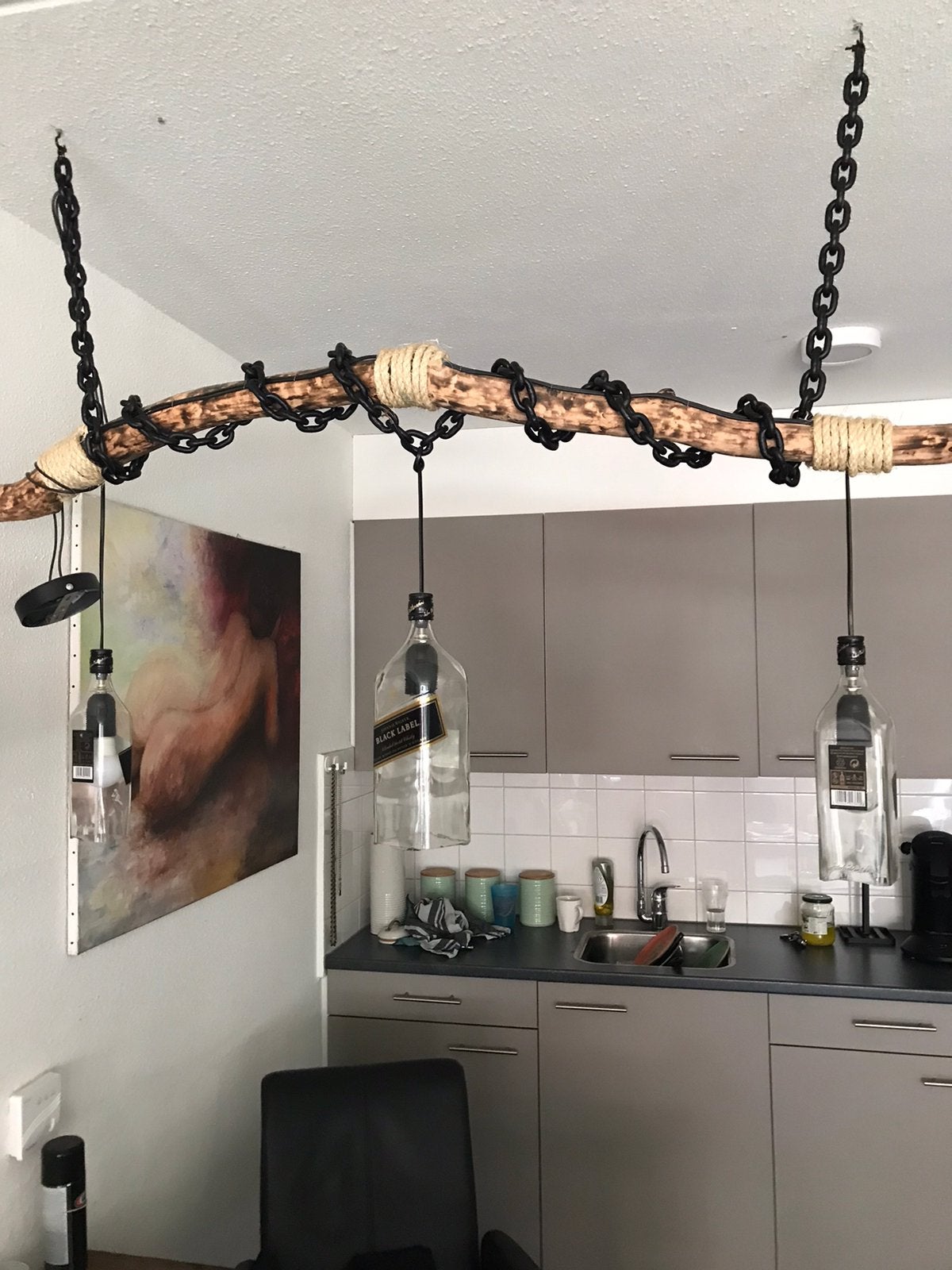 Te koop mooi set van lampen zelf gemaakt hang en 2 stalampen, Ophalen, Overige fittingen, Industriële of mancave, Zo goed als nieuw