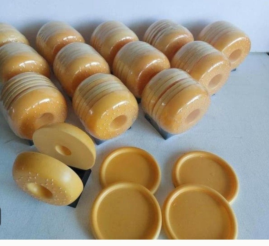 13 x Rockabilly stijl kunstof donut set onderzetters, Antiek en Kunst, Curiosa en Brocante, Ophalen of Verzenden