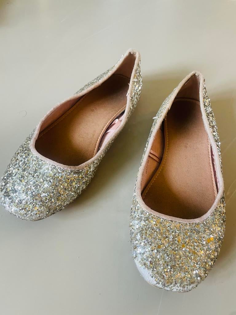 Glitter ballerina's zilver - maat 30, Gebruikt, Meisje, Schoenen, Ophalen of Verzenden