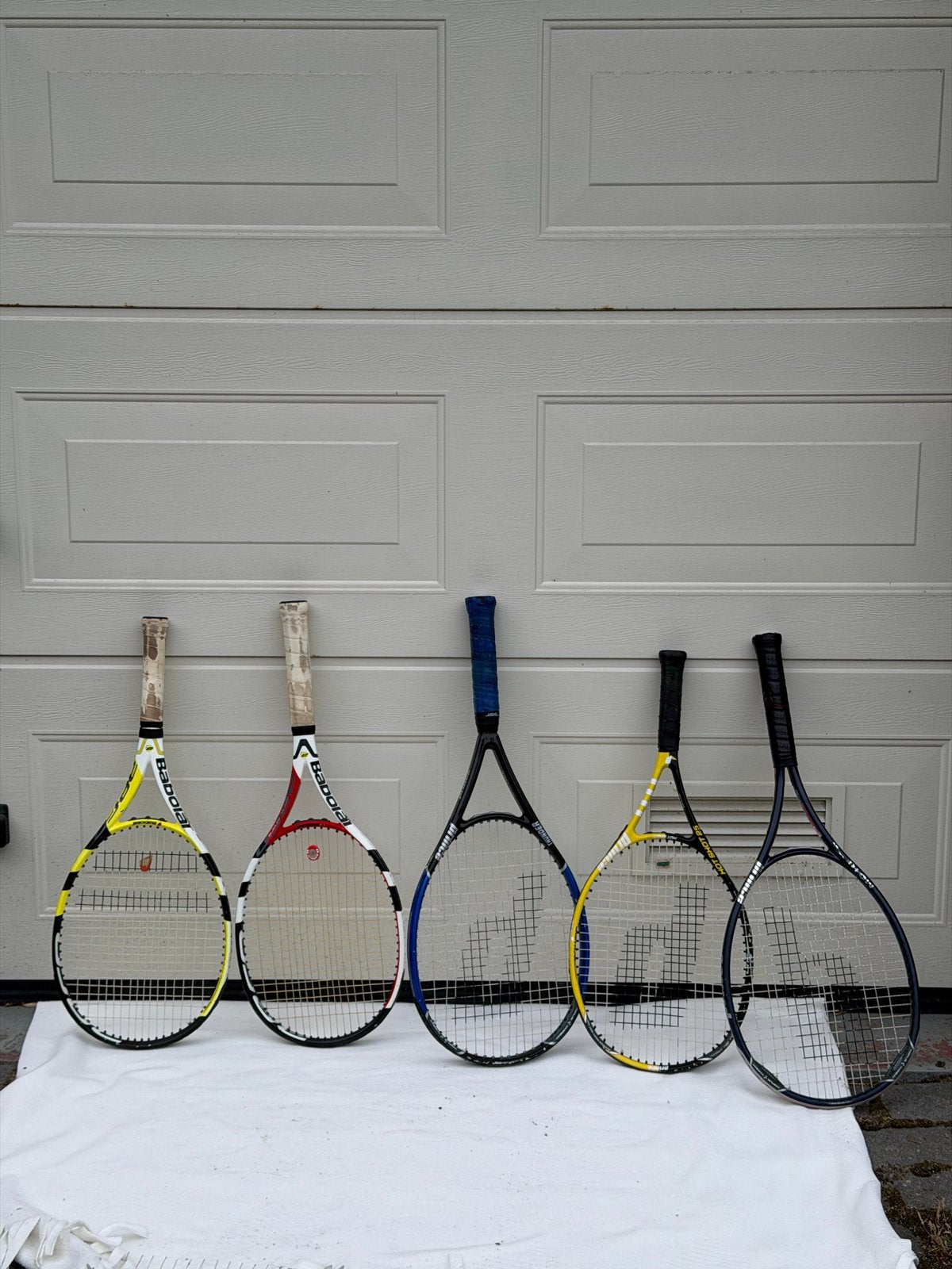 Set van 5 tennisrackets – Babolat, Head en Prince – €75,50, Sport en Fitness, Ophalen, Gebruikt, Racket, Prince