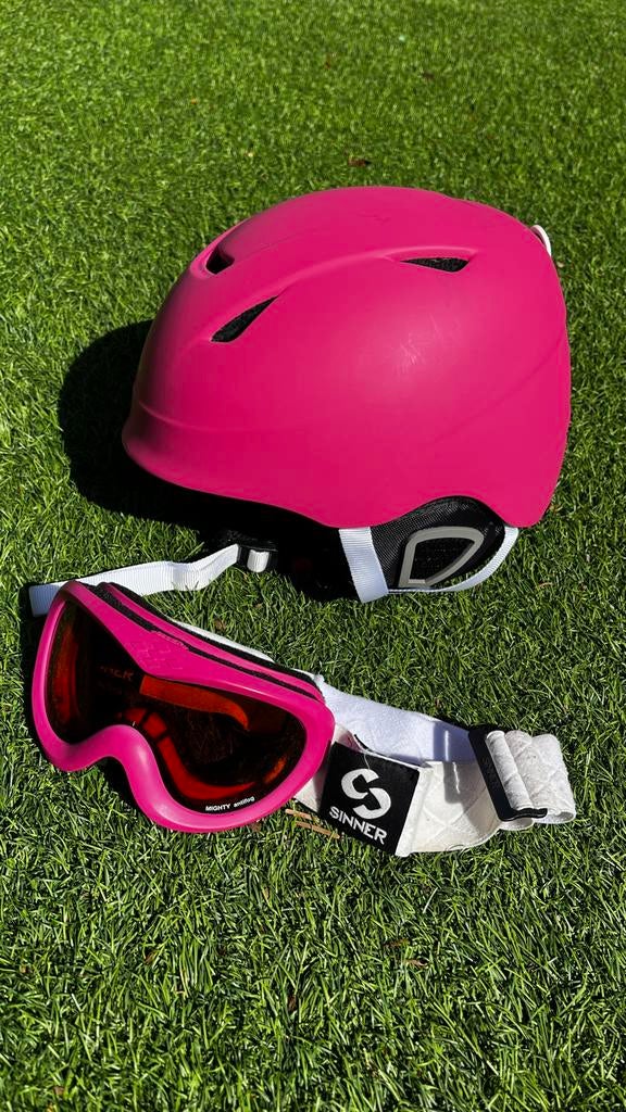 Kinder skihelm roze met skibril - 1 helm met Sinner skibril., Overige merken, Gebruikt, Overige typen, Ophalen of Verzenden