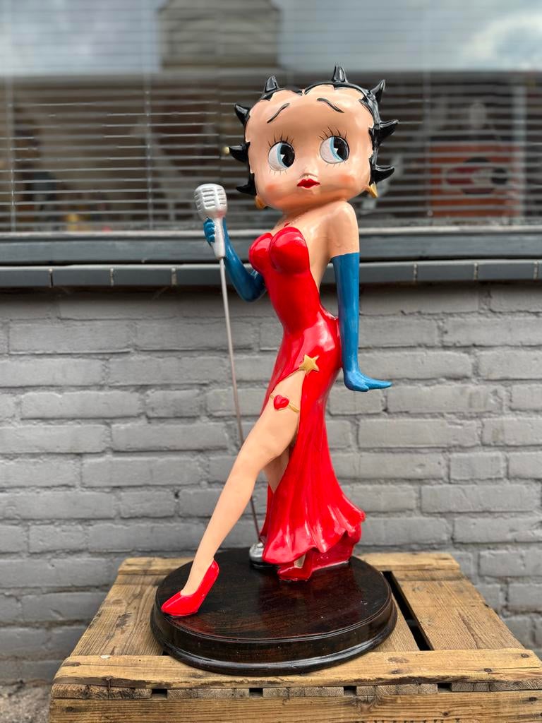 Groot Betty Boop Beeld - Zangeres in Rode Jurk, Ophalen, Zo goed als nieuw, Mens