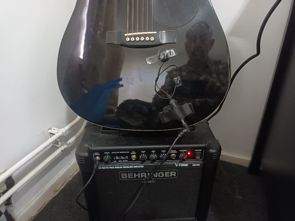 Akoestisch gittar + verstreker merk RW, Ophalen, Gebruikt, Klassieke of Spaanse gitaar
