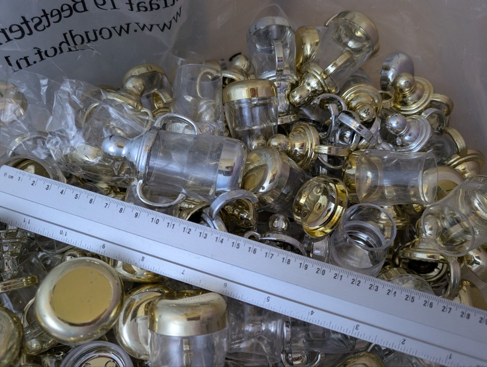 Tas vol Knutselflesjes met deksel goud/zilver ongebruikt, Goud, Overige thema's, Nieuw, Ophalen of Verzenden
