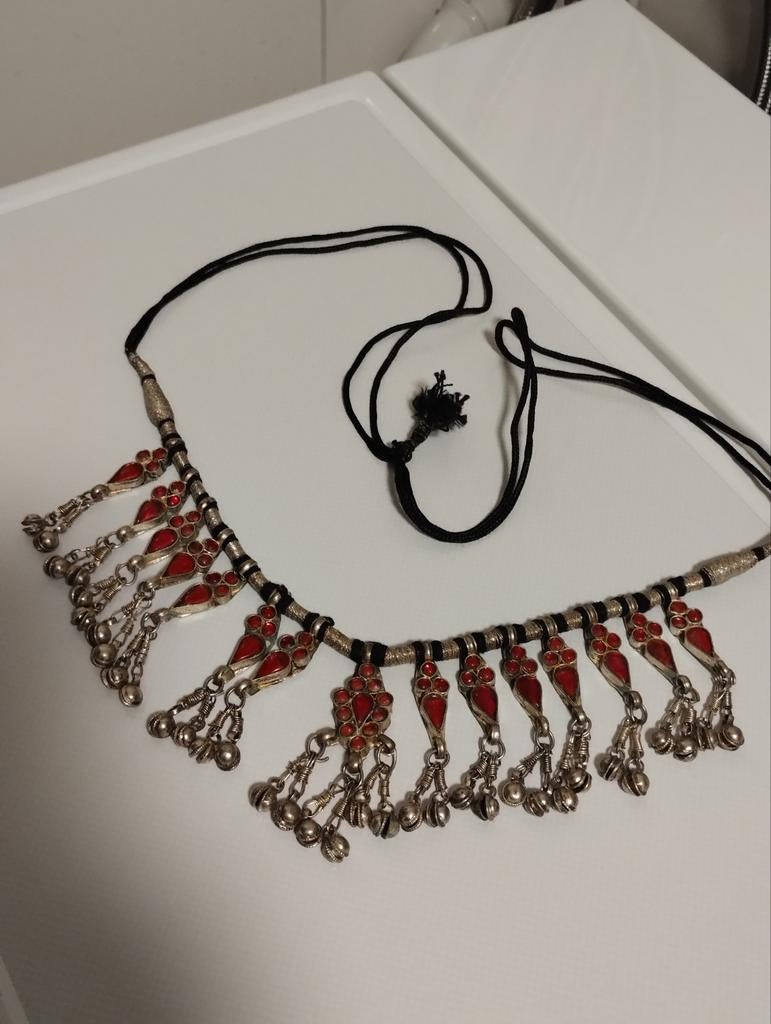 Antiek Rajasthan zilveren tribal ketting, Ophalen of Verzenden, Zilver, Ketting