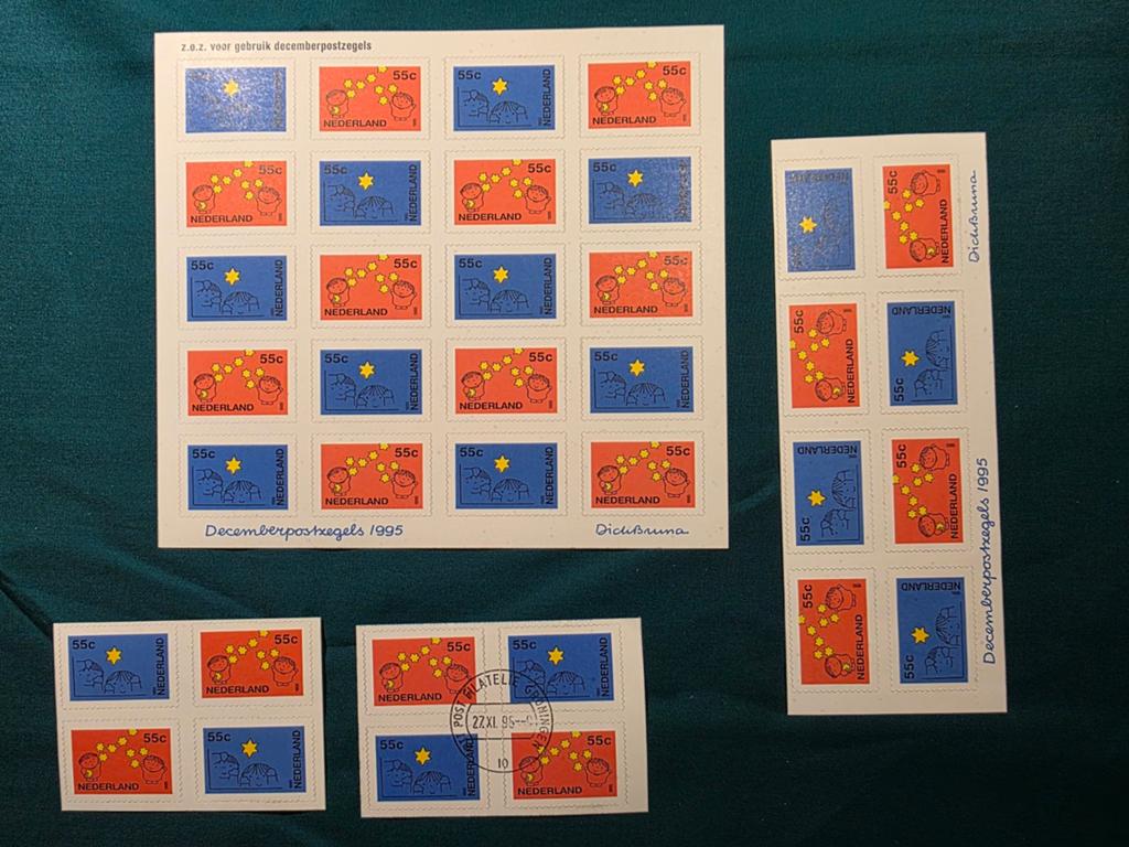 Kavel Decemberzegels 1995 (Dick Bruna) – Complete velletjes,, Postzegels en Munten, Postzegels | Nederland, Ophalen of Verzenden
