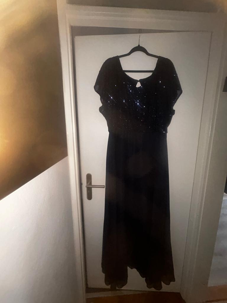 Elegante avondjurk met pailletten - Maat xl/xxl, Galajurk, Blauw, Maat 46/48 (XL) of groter, Ophalen of Verzenden