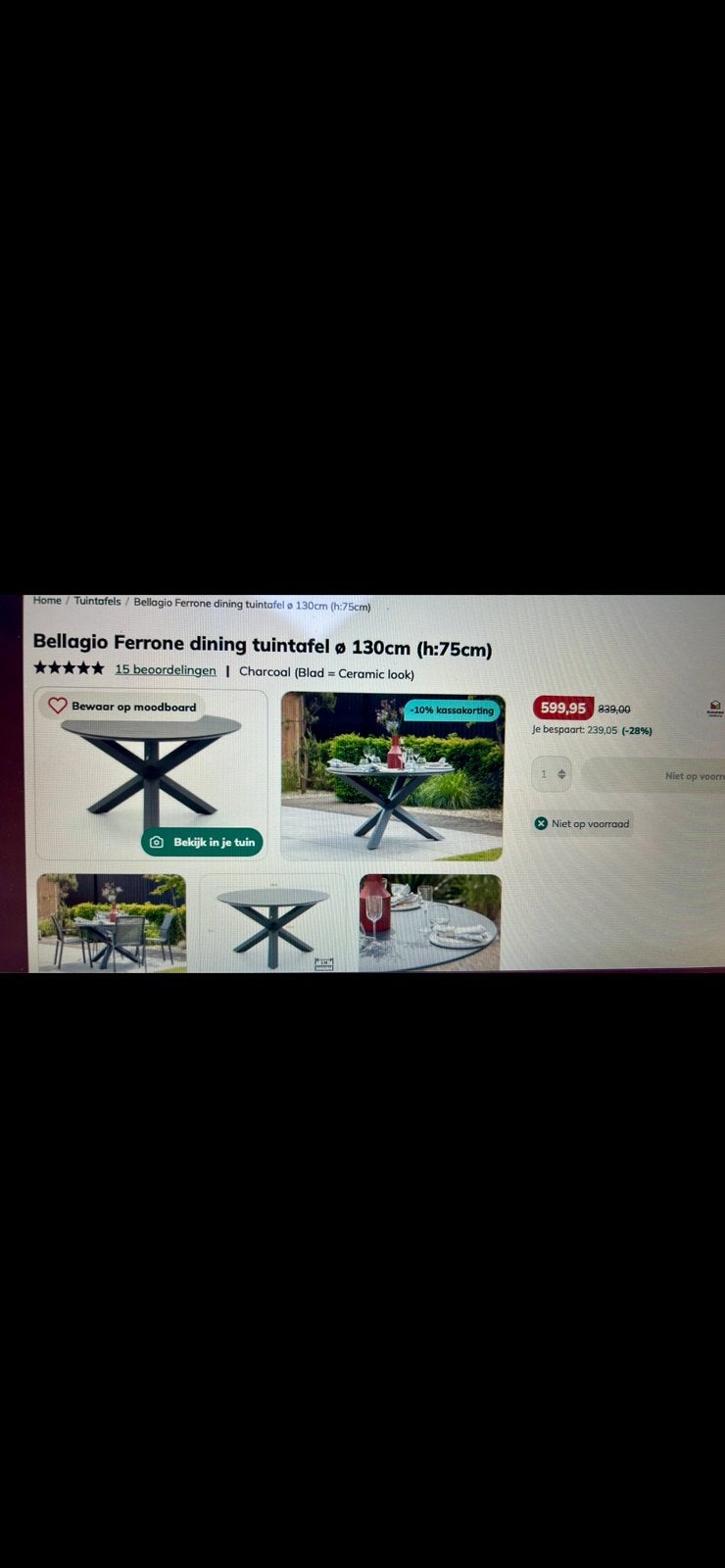 Bellagio Ferrone dining tuintafel - Nieuw in doos, Tuin en Terras, Ophalen, Nieuw, Rond, Aluminium