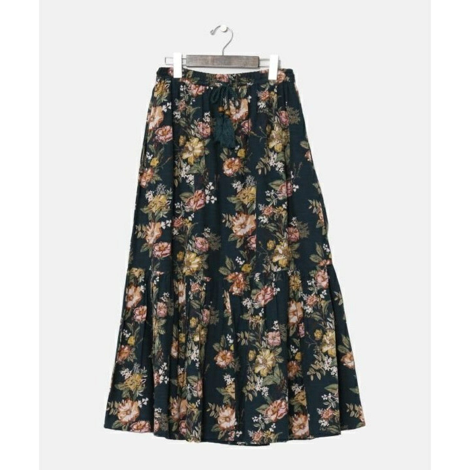 Boho rok; groen met bloemen, Ophalen of Verzenden, Zo goed als nieuw, Groen, Onder de knie
