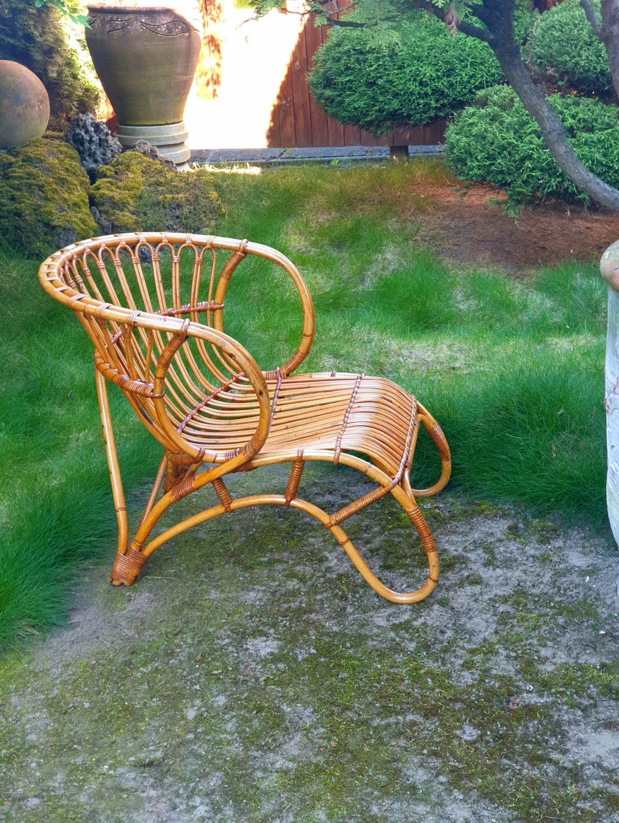 3 Bijzondere Vintage Rotan Rohé Fauteuil(s), Huis en Inrichting, Ophalen, Gebruikt, Vintage Rotan Design, Riet of Rotan