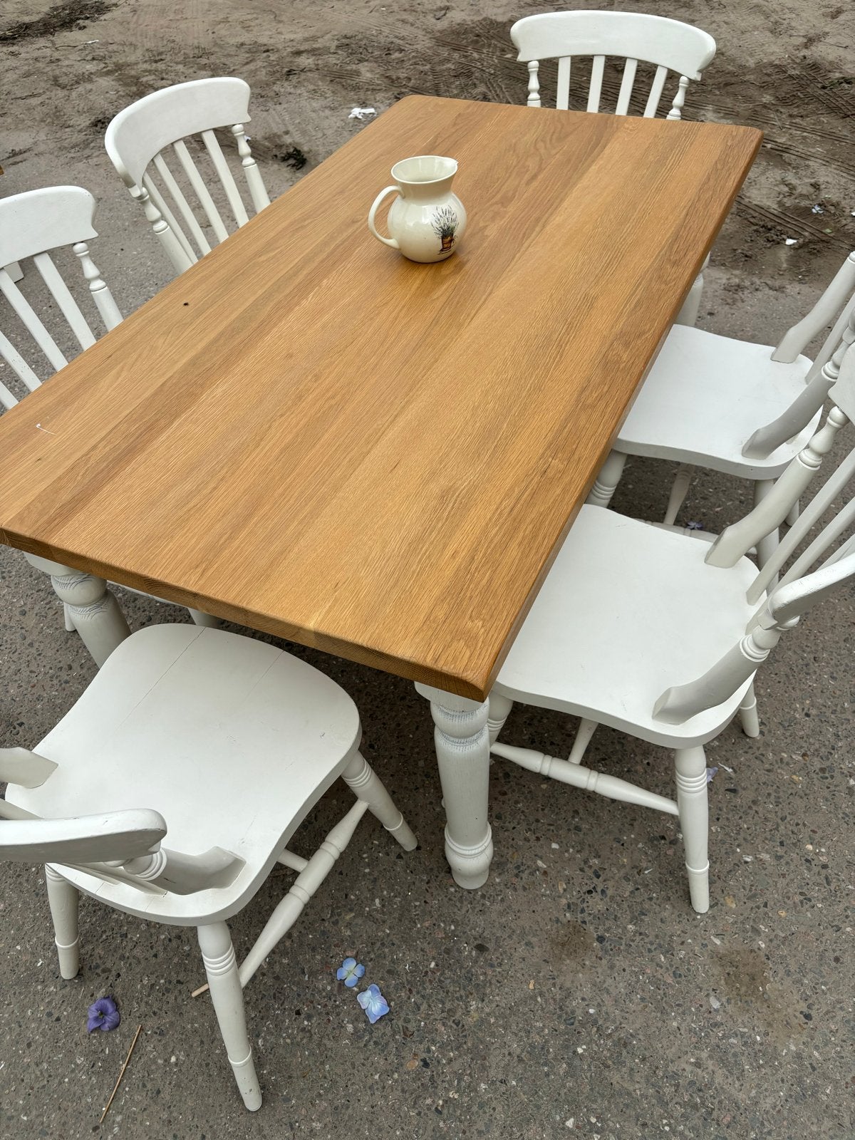 Landelijke eettafel met 6 stoelen, Gebruikt, Vijf personen of meer, Nvt, 150 tot 200 cm