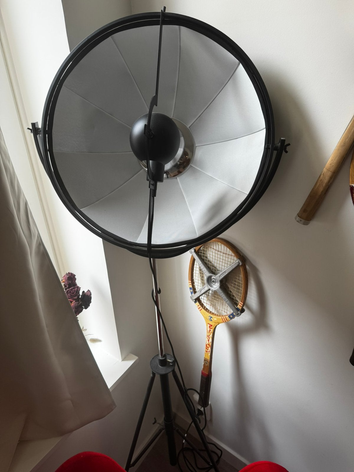 Stoere Fortuny Stijl Studio Vloerlamp / Driepoot Lamp, Ophalen, Gebruikt, Fortuny, Textiel