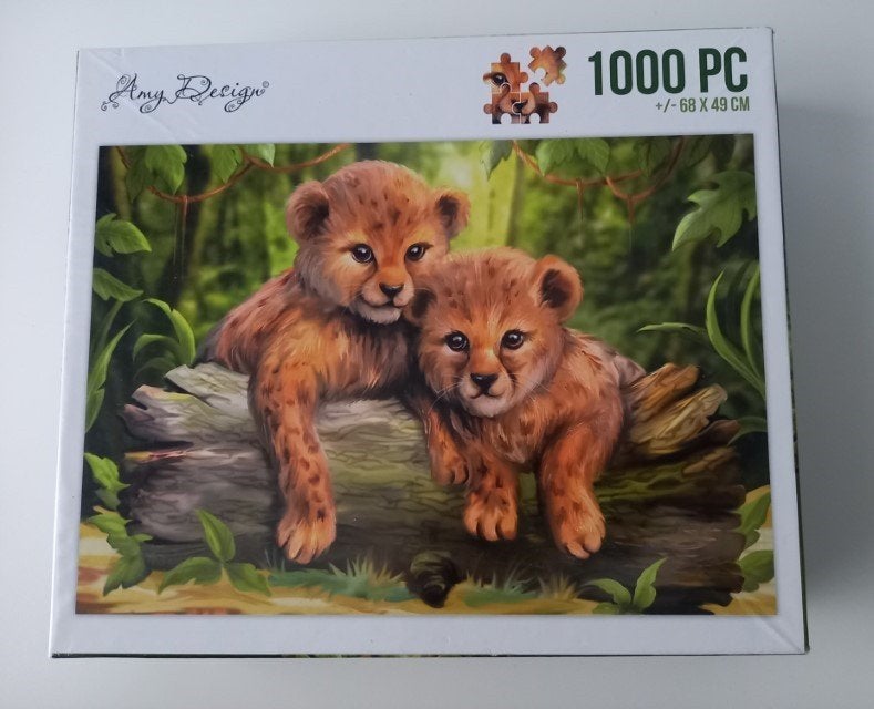 * Puzzel Amy Design / Wild Animals 2 panterwelpen 1000 st *, Ophalen of Verzenden, 500 t/m 1500 stukjes, Gebruikt, Legpuzzel