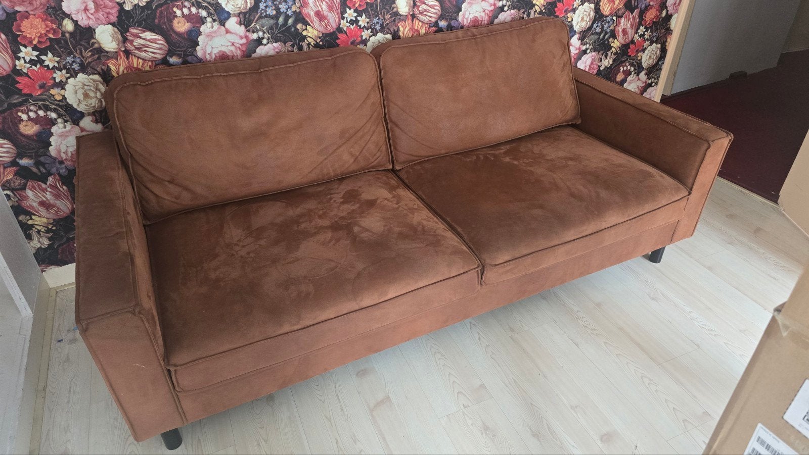 Mooie cognac bank, zo goed als nieuw, Huis en Inrichting, Ophalen, 150 tot 200 cm, Tweepersoons, 75 tot 100 cm